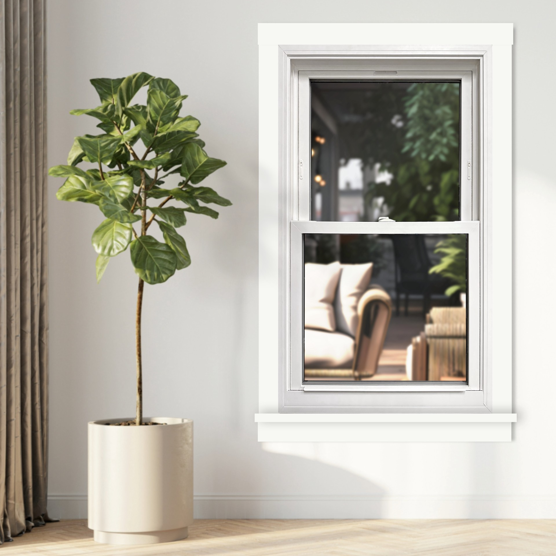 slide 2 of 6, United Window & Door PRO Series 35-1/2-in x 65-1/2-in Black Exterior White Interior Vinyl New construction Double Hung Window Low-E argon Double Pane Glass (Full Screen Included), 1 ct