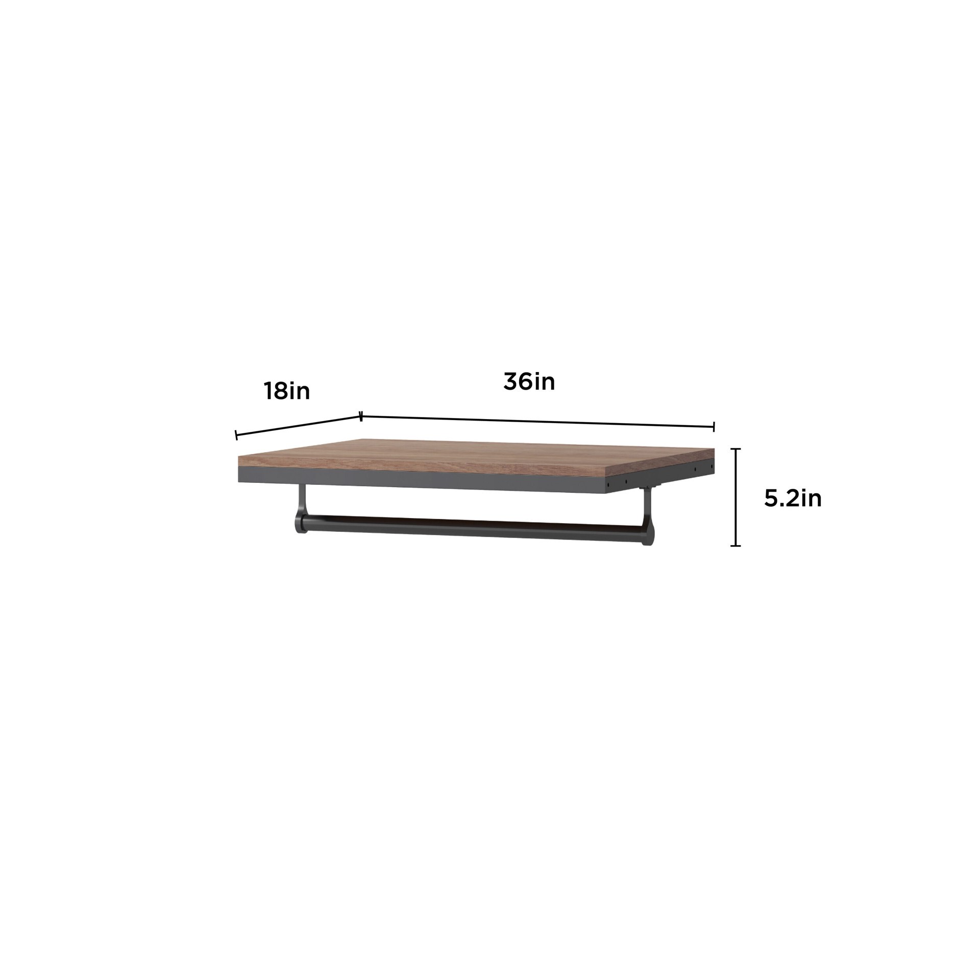 slide 3 of 6, Style Selections Camryn 36-in x 18-in D Brown Solid Shelving Wood closet shelf, 1 ct