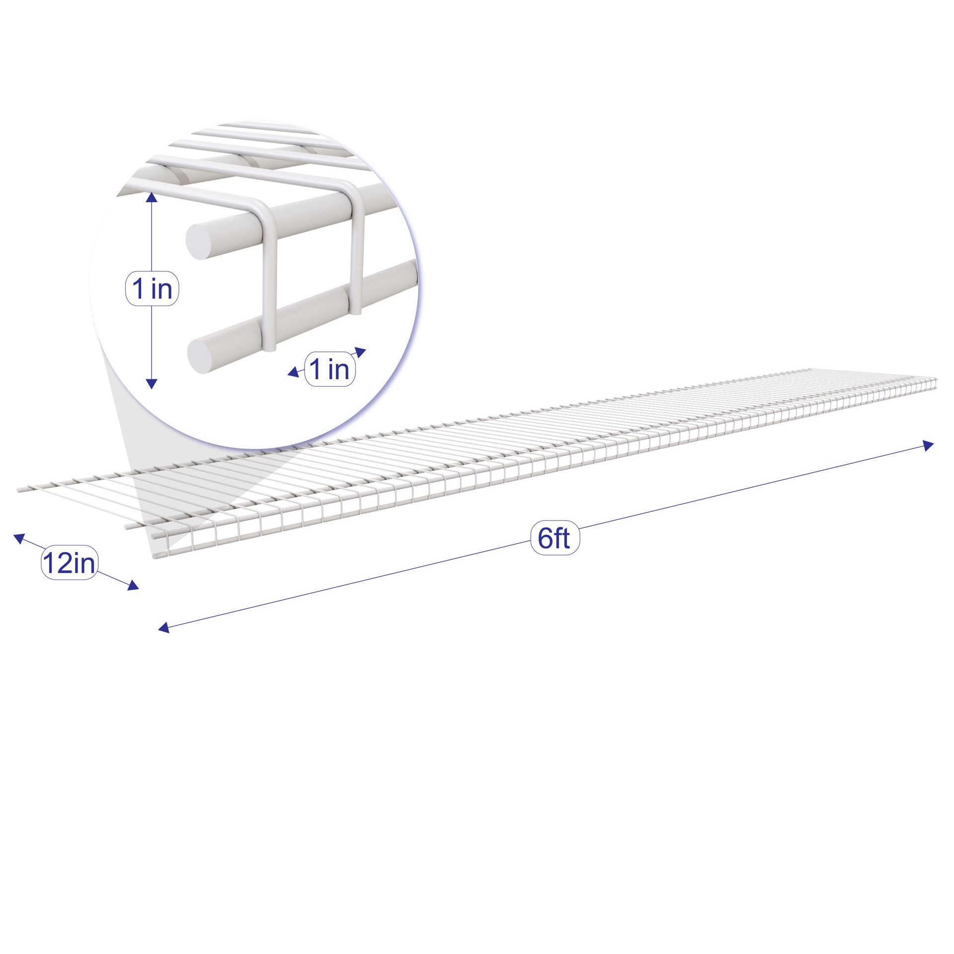 slide 6 of 6, Project Source All Purpose 6-ft x 12-in White Universal Wire Shelf, 1 ct
