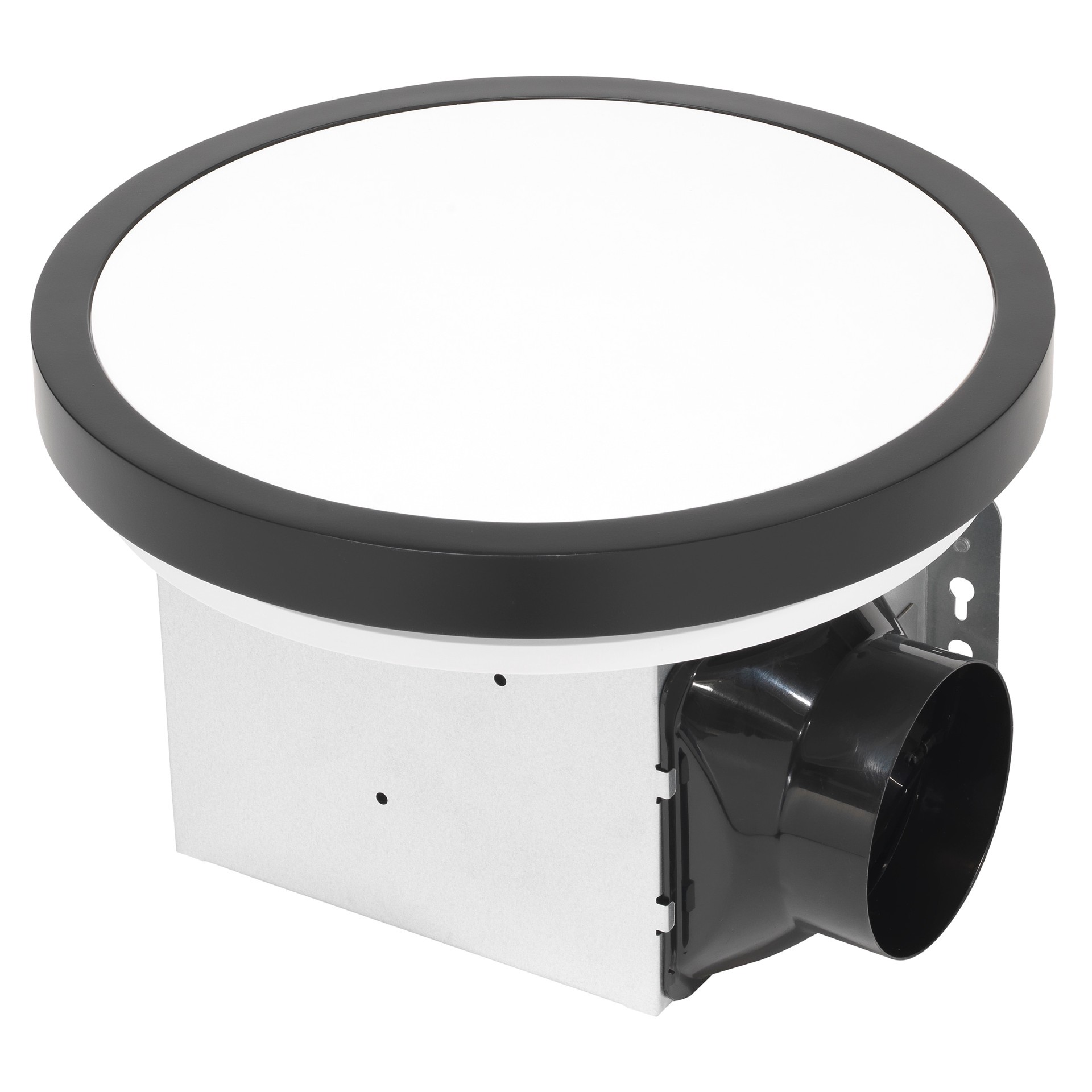 slide 4 of 6, Utilitech Magnetic LED Fan 1.5-Sone 90-CFM Nickel, black, and gold Decorative Lighted Bathroom Ventilator Fan (ENERGY STAR Certified), 1 ct