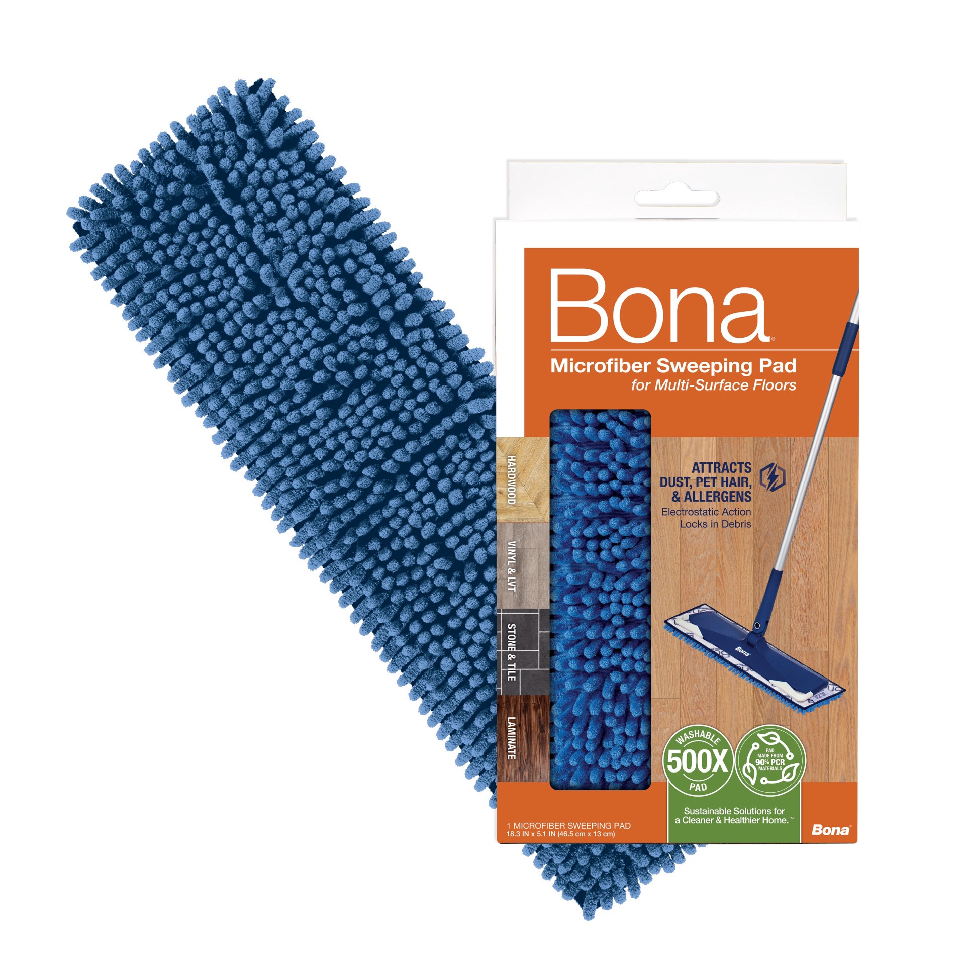 slide 1 of 6, Bona Reusable Microfiber Mop Pad, 1 ct