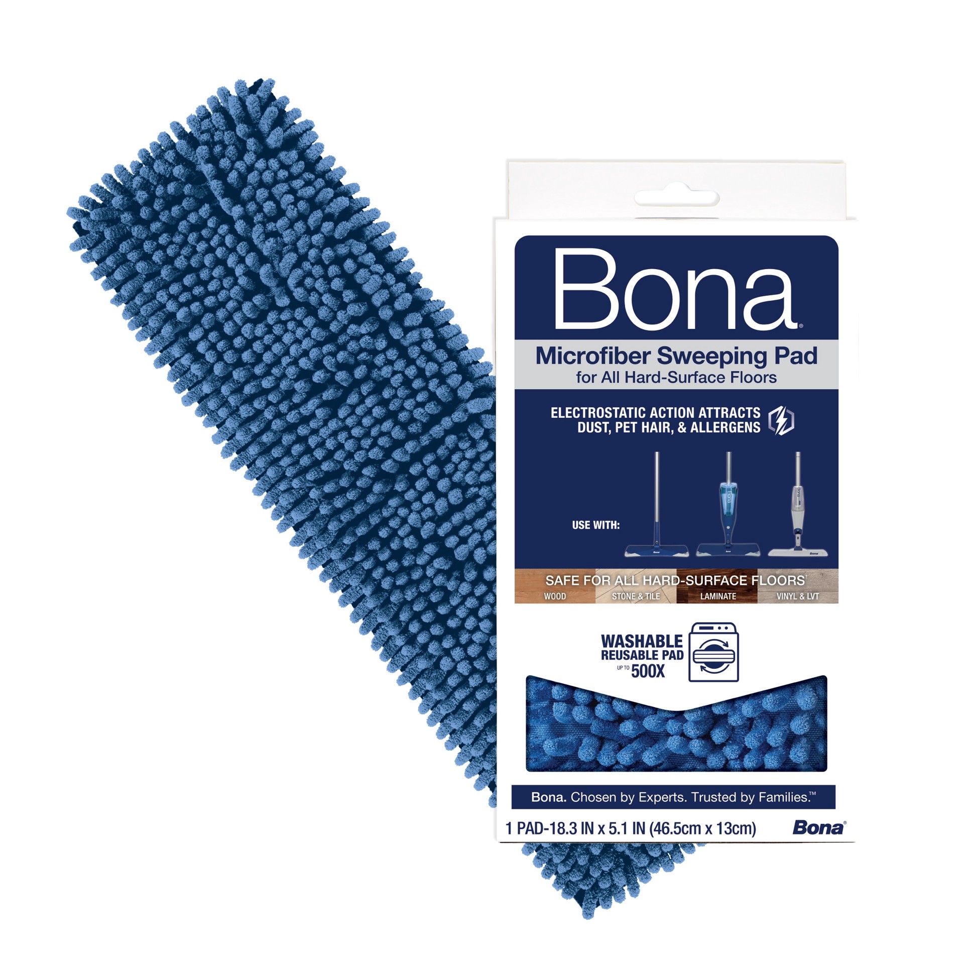 slide 1 of 6, Bona Reusable Microfiber Mop Pad, 1 ct