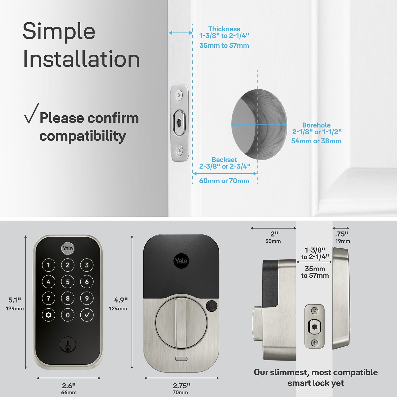 slide 4 of 6, Yale Assure Lock 2 Satin Nickel Smart Bluetooth Touchscreen Keypad Electronic Deadbolt Lock, 1 ct