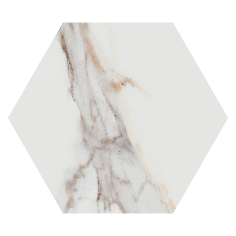slide 4 of 6, Origin 21 Statuario Crema 10-in x 11-in Matte Porcelain Hexagon Floor and Wall Tile ( 0.624-sq ft Piece ), 1 ct