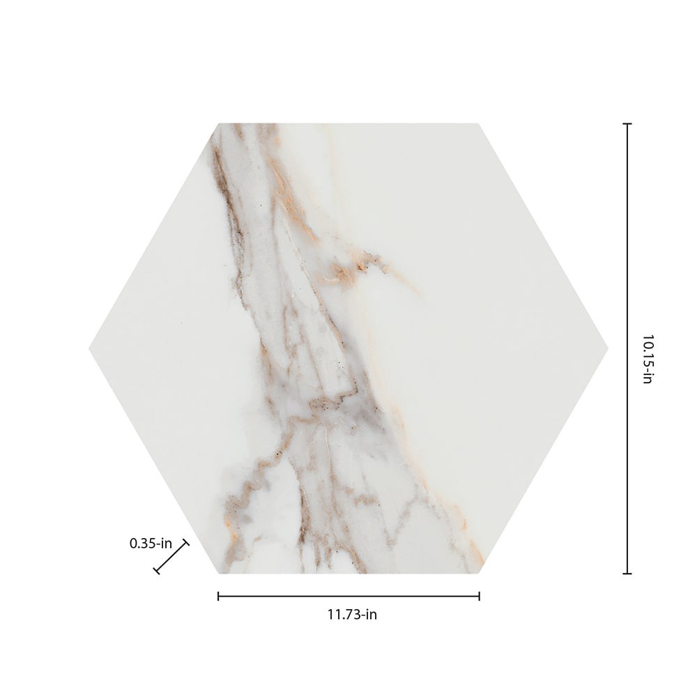 slide 5 of 6, Origin 21 Statuario Crema 10-in x 11-in Matte Porcelain Hexagon Floor and Wall Tile ( 0.624-sq ft Piece ), 1 ct