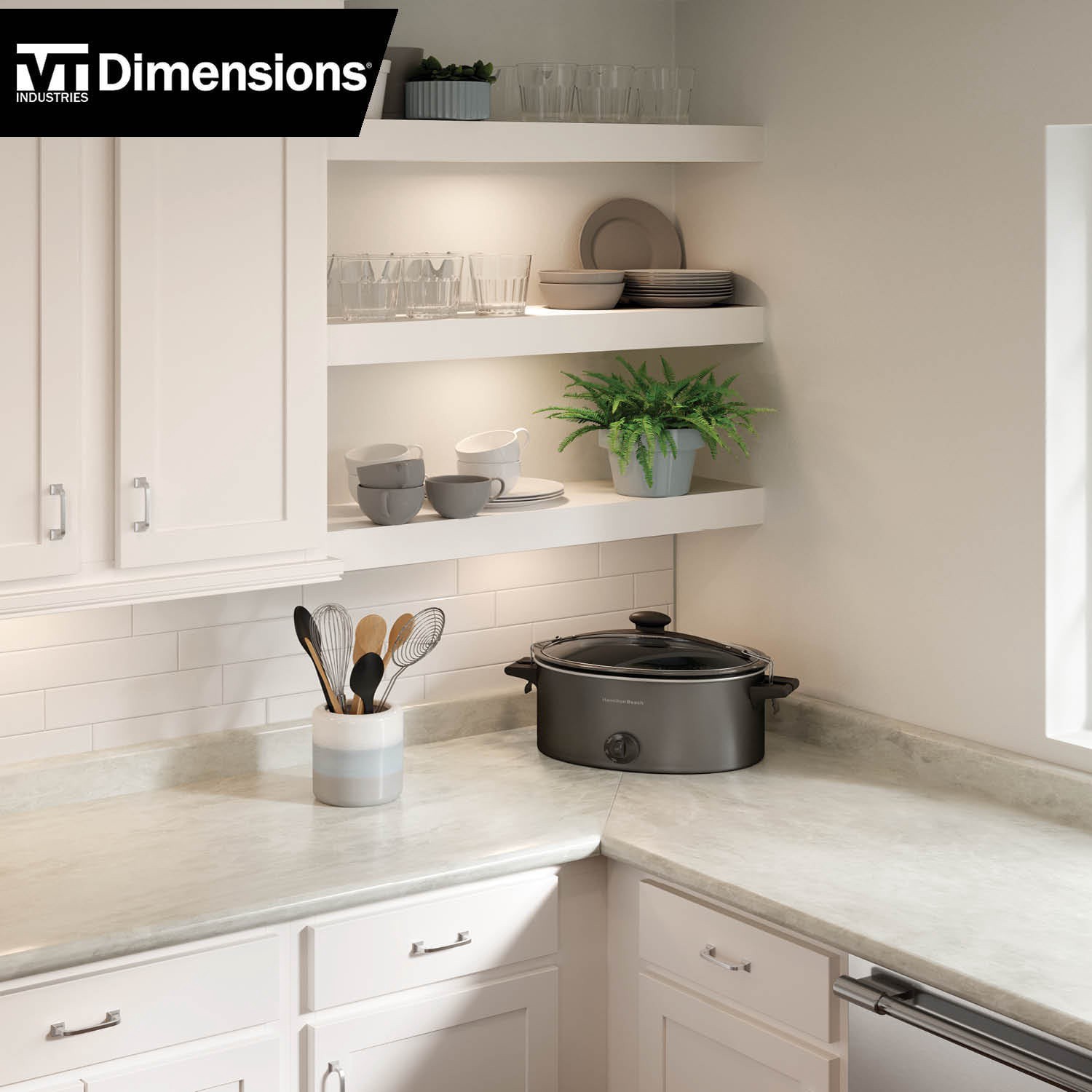 slide 2 of 6, VT Dimensions 7.5-in W x 28-in H x 0.75-in D White Bardiglio, Matte Waterfall Edge Laminate Kitchen countertop end cap, 1 ct