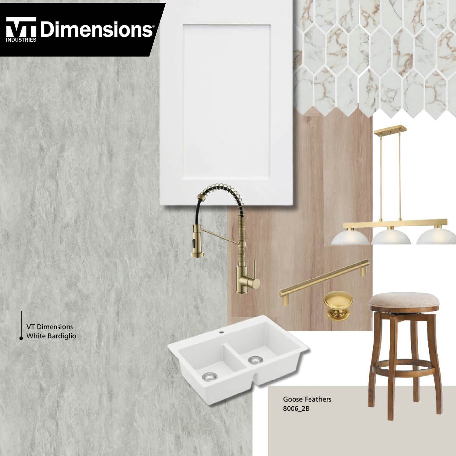slide 6 of 6, VT Dimensions Formica Matte 4-ft x 25-in x 4.5-in White Bardiglio, Matte Laminate Countertop with Integrated Backsplash, 1 ct
