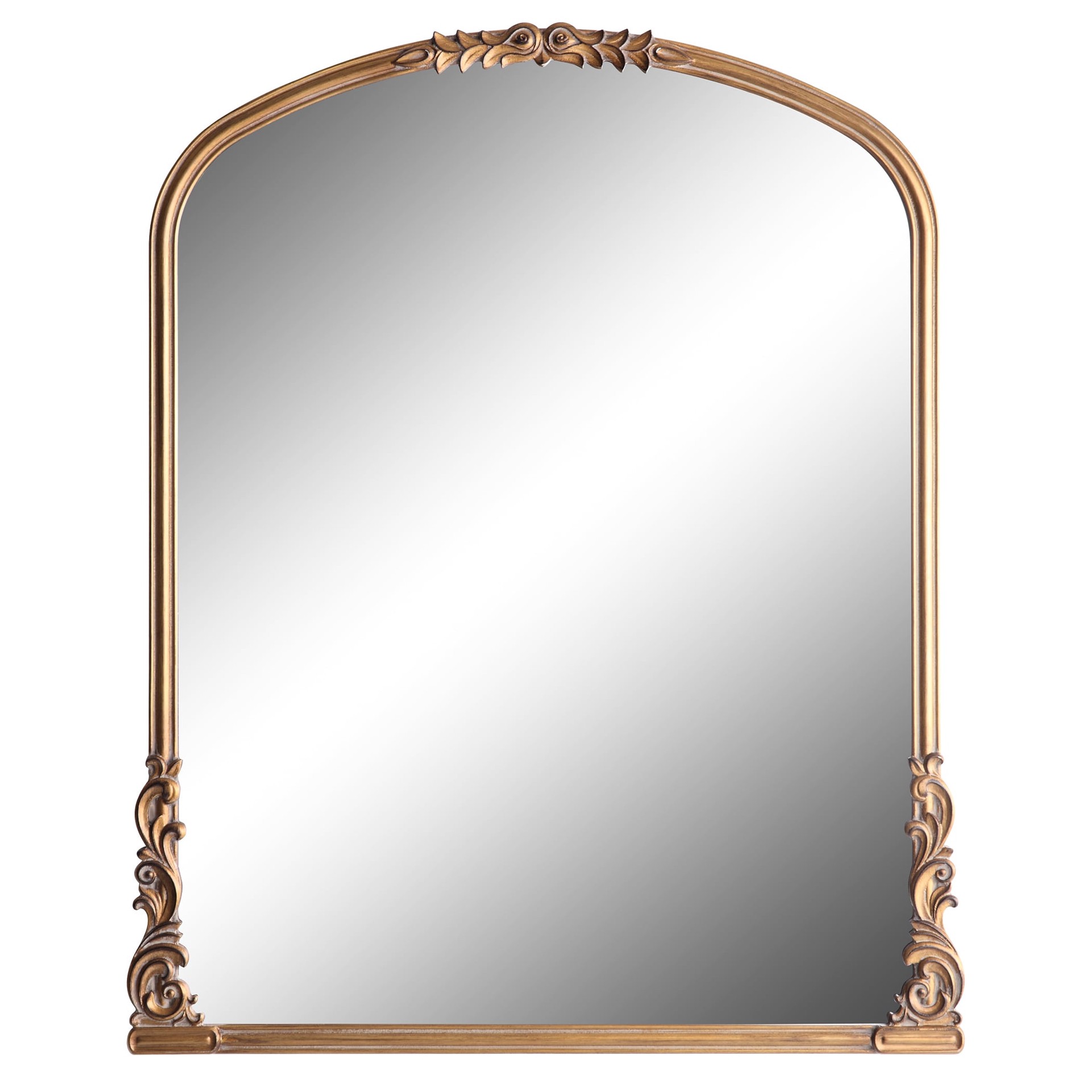 slide 2 of 6, allen + roth 28.4-in W x 35.0-in H Arch Gold Framed Wall Mirror, 1 ct