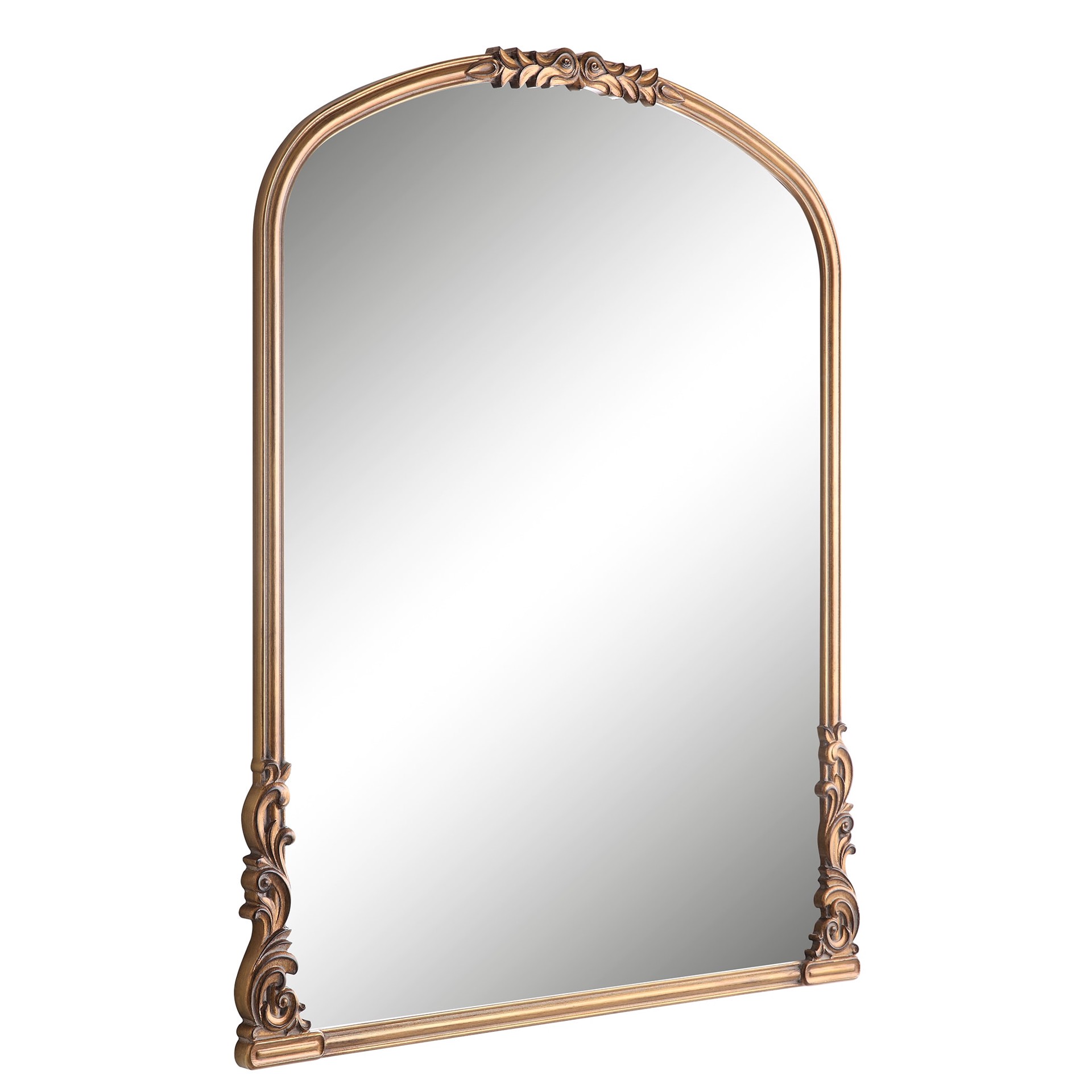 slide 3 of 6, allen + roth 28.4-in W x 35.0-in H Arch Gold Framed Wall Mirror, 1 ct