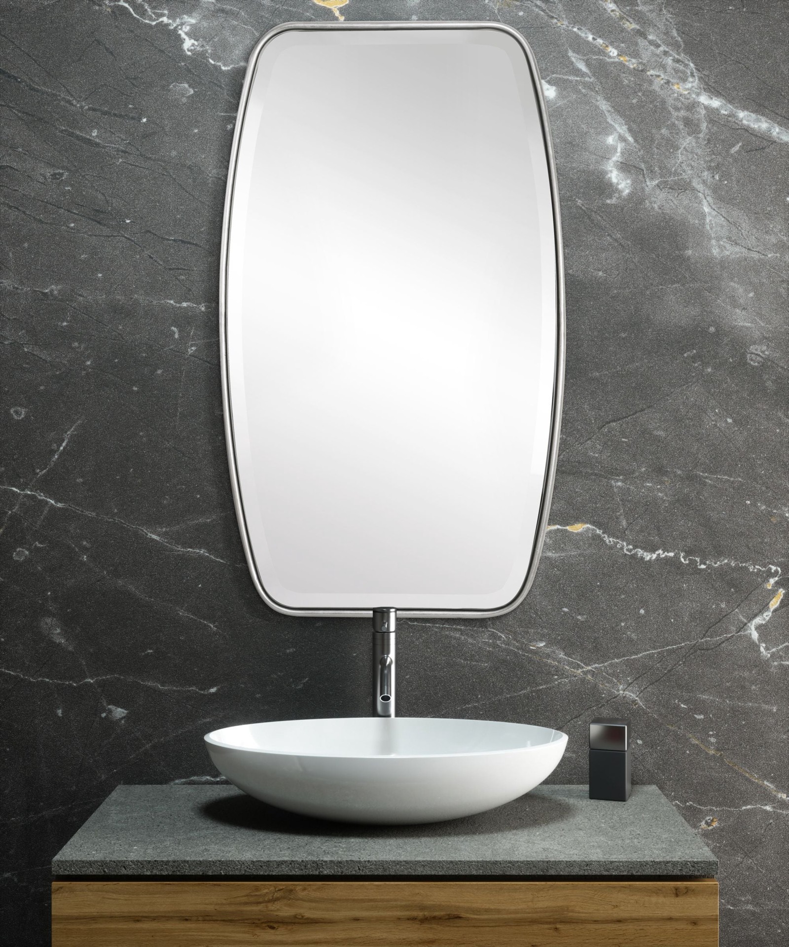 slide 1 of 6, allen + roth 21.125-in W x 36.125-in H Oval Silver Beveled Wall Mirror, 1 ct