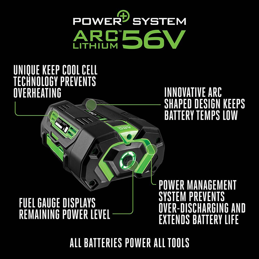 slide 3 of 5, EGO POWER+ 56 -Volt, 4 Ah 1 -Pack Lithium Ion (Li-ion) Battery, 1 ct