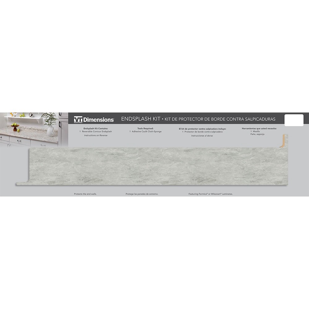 slide 1 of 6, VT Dimensions 28-in W x 4.25-in H x 0.75-in D White Bardiglio, Matte Waterfall Edge Laminate Kitchen countertop end splash, 1 ct