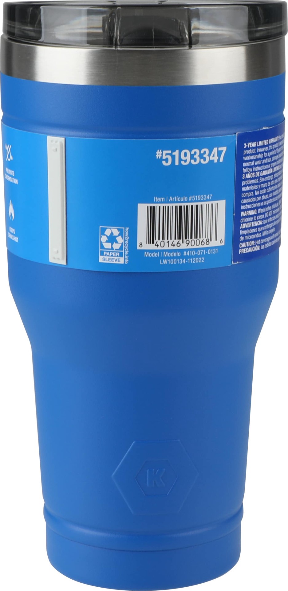 slide 2 of 6, Kobalt 30 -fl oz Stainless steel Insulated Tumbler - Blue, 1 ct