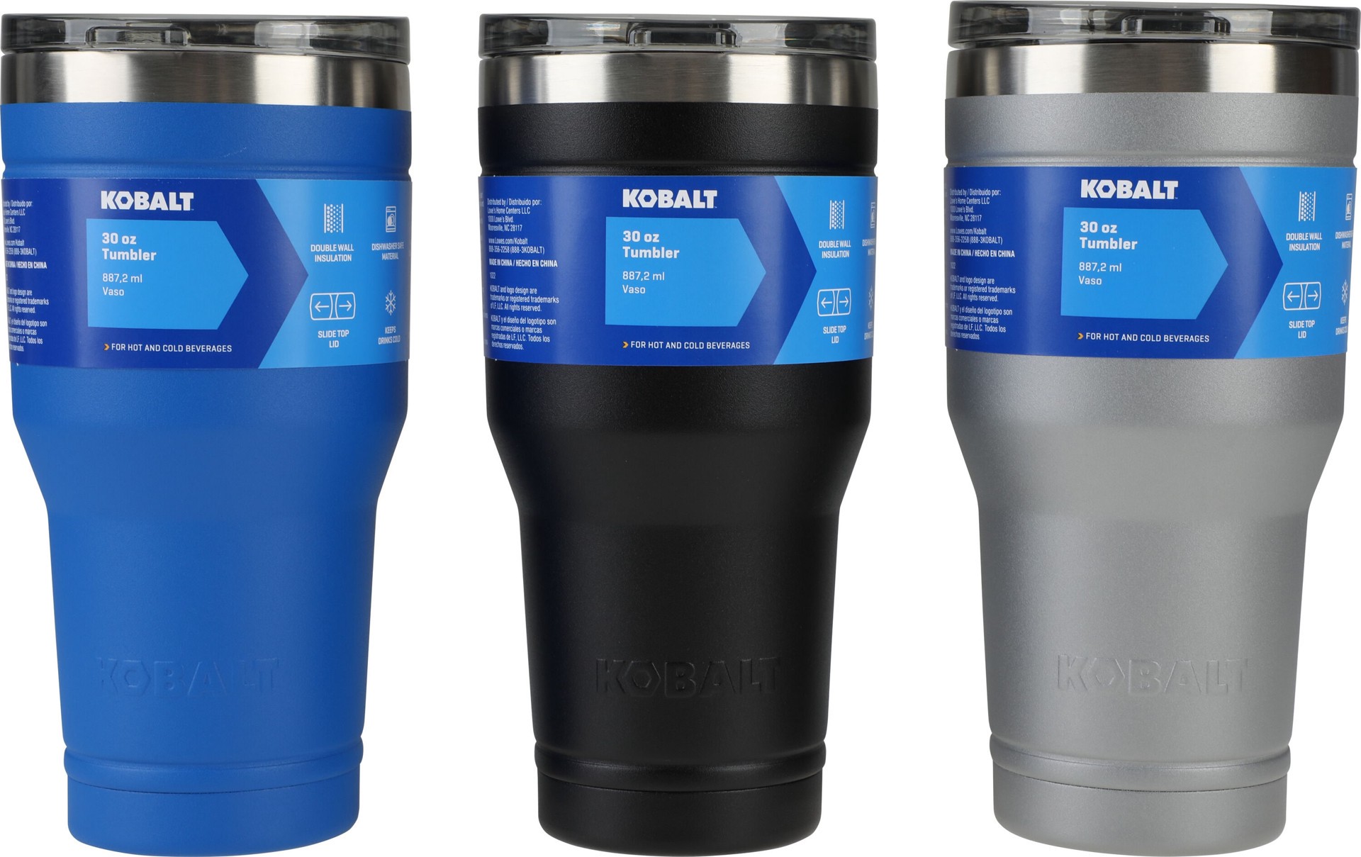 slide 5 of 6, Kobalt 30 -fl oz Stainless steel Insulated Tumbler - Blue, 1 ct