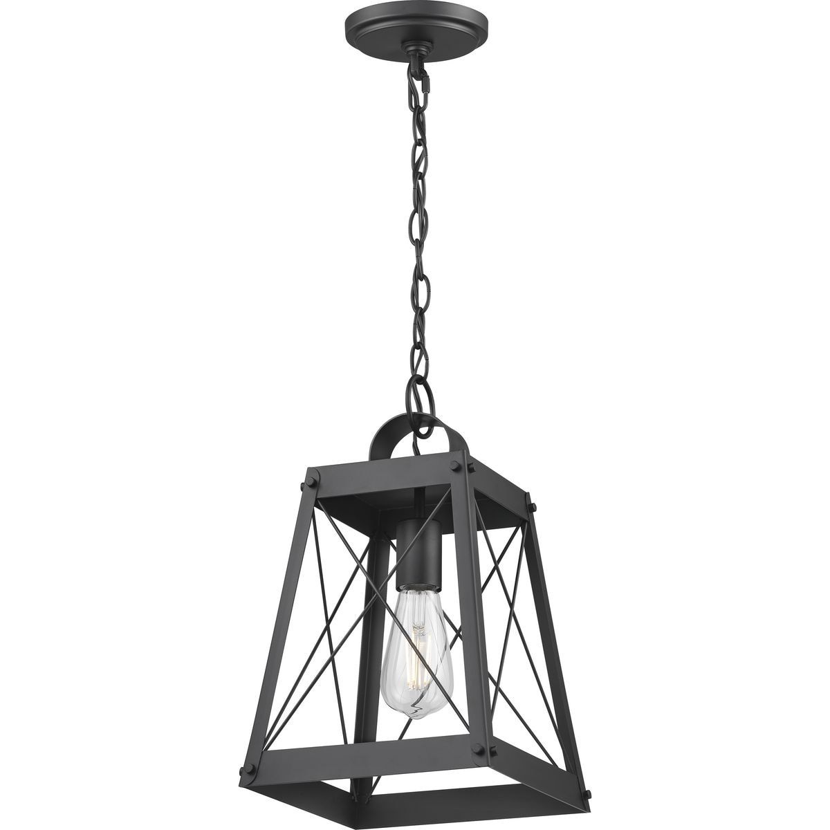 slide 2 of 6, Progress Lighting Bradberry 1 -Light Matte Black Farmhouse Square Small Hanging Pendant light, 1 ct