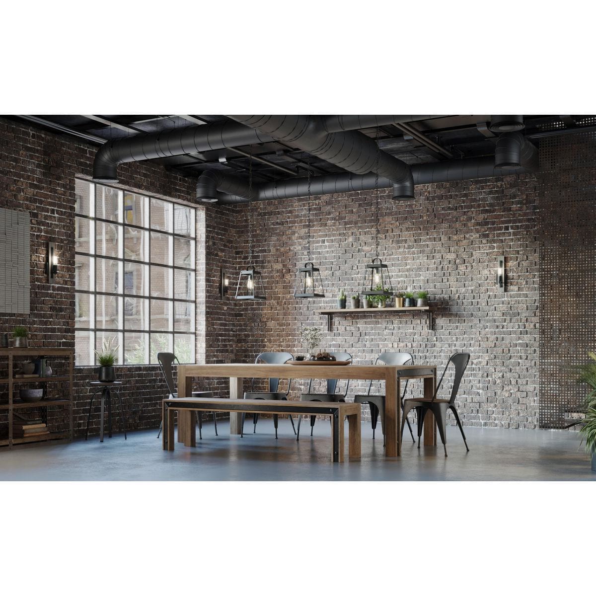 slide 3 of 6, Progress Lighting Bradberry 1 -Light Matte Black Farmhouse Square Small Hanging Pendant light, 1 ct