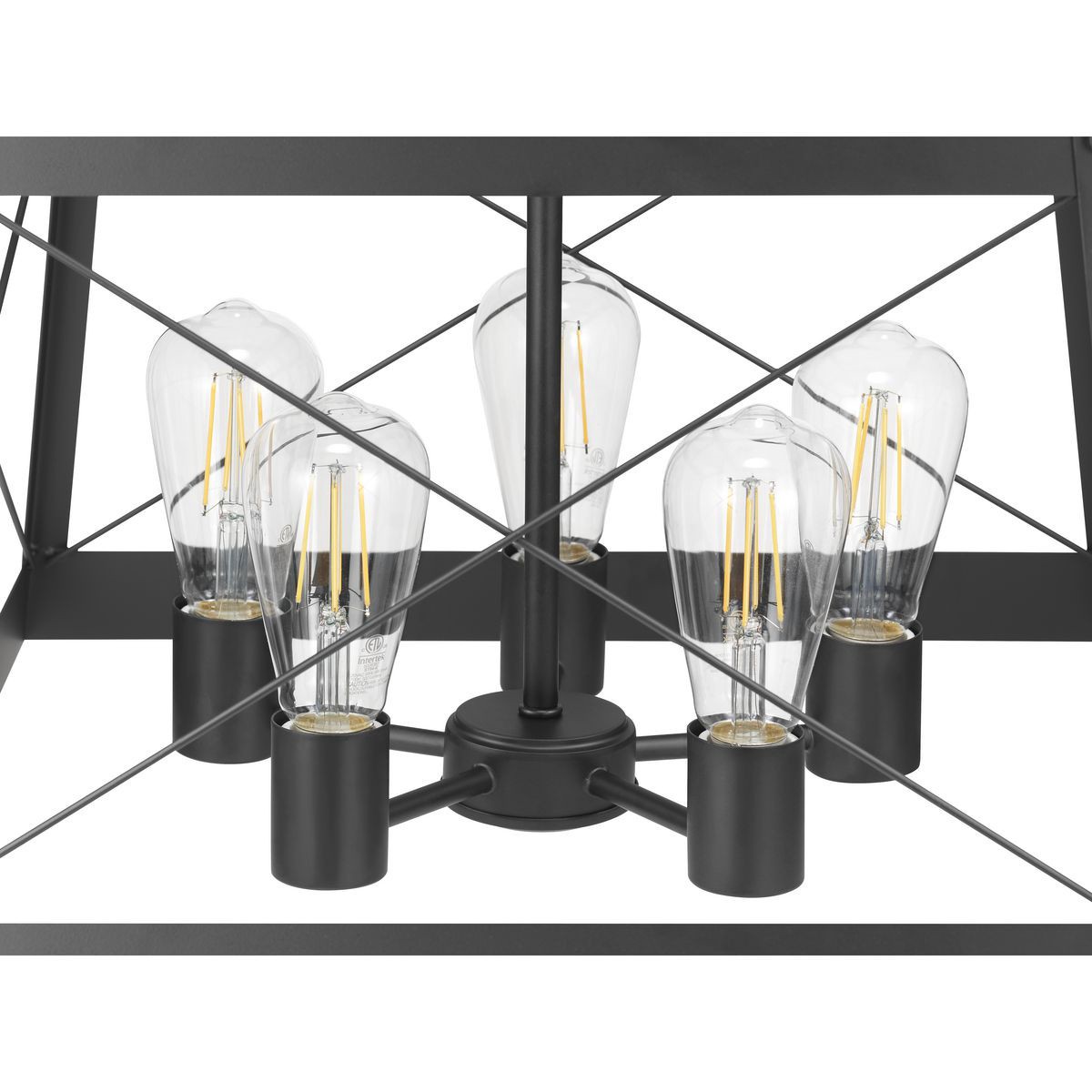 slide 5 of 6, Progress Lighting Bradberry 5 -Light Matte Black Farmhouse Square Medium Hanging Pendant light, 1 ct