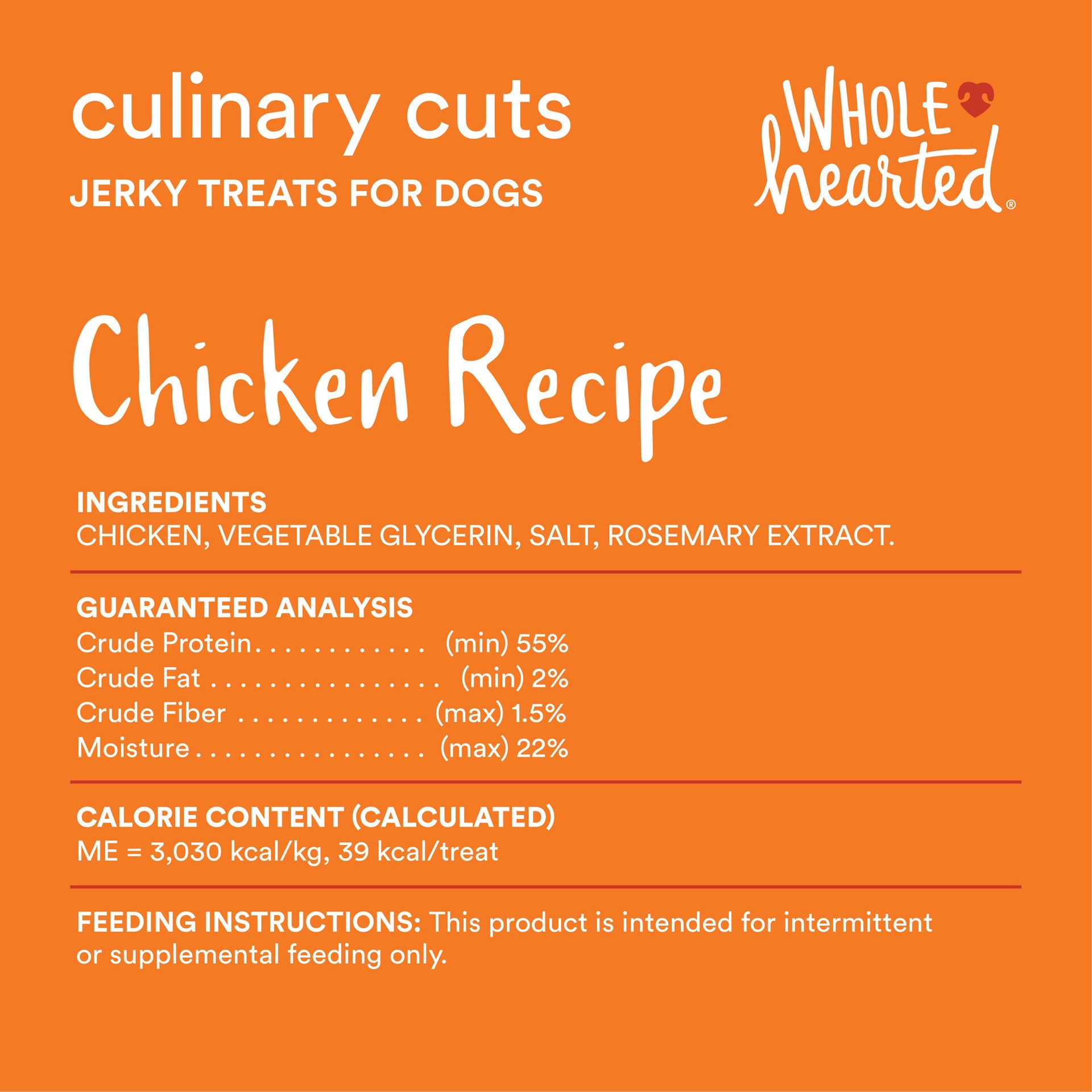 slide 4 of 5, WholeHearted 4 Ounce Chicken Jerky Snacks for Dog Chicken Flavor 4 Ounce(s), 1 ct