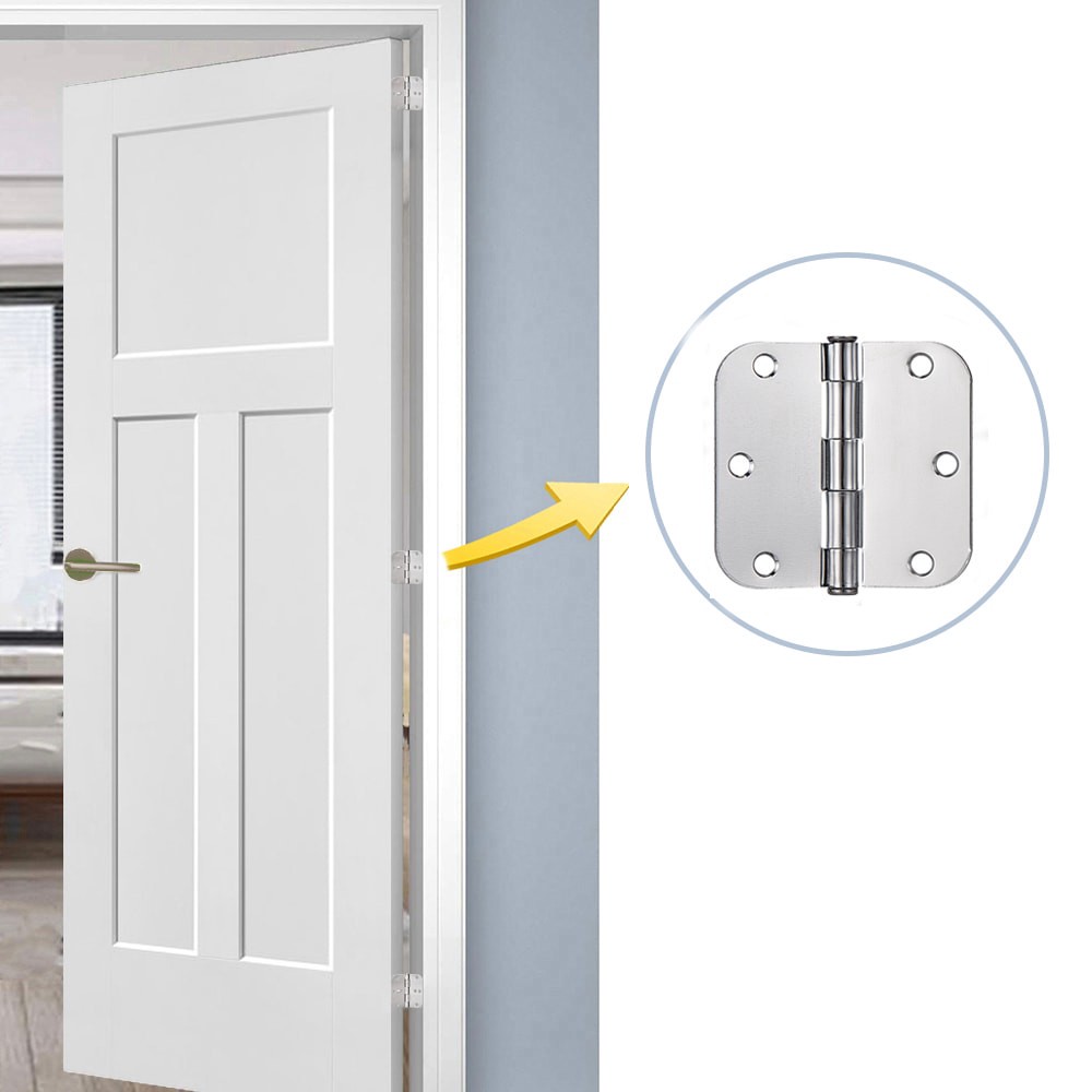 slide 3 of 6, RELIABILT Silent 3-1/2-in H x 5/8-in Radius Chrome Mortise Interior Door Hinge, 1 ct