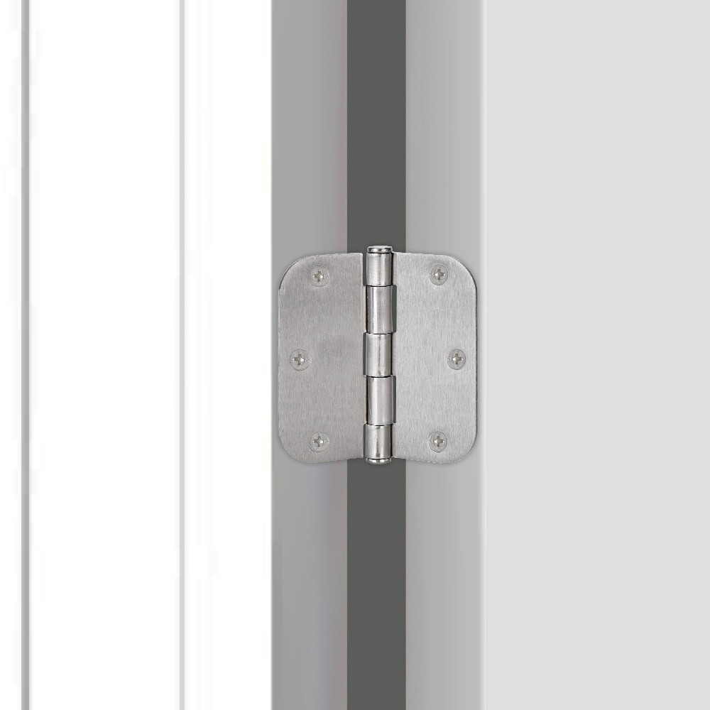 slide 4 of 6, RELIABILT Silent 3-1/2-in H x 5/8-in Radius Chrome Mortise Interior Door Hinge, 1 ct