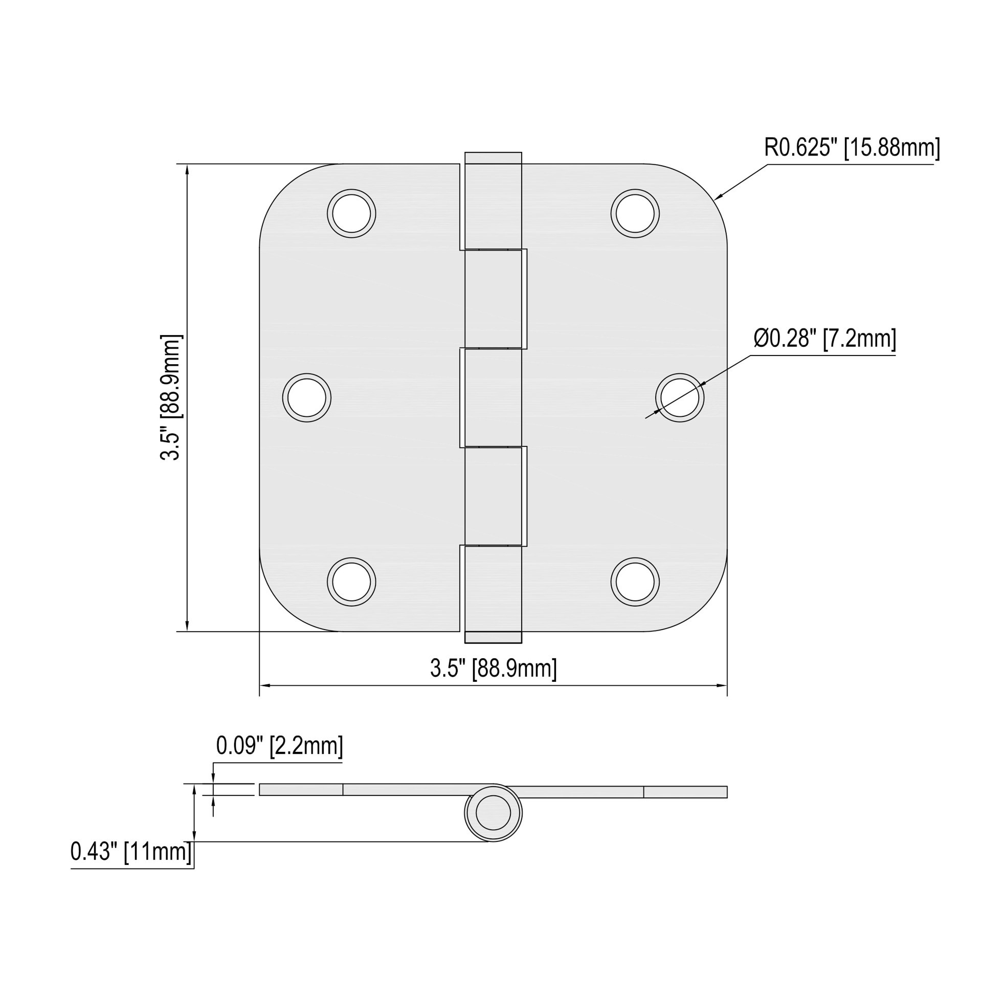 slide 6 of 6, RELIABILT Silent 3-1/2-in H x 5/8-in Radius Chrome Mortise Interior Door Hinge, 1 ct