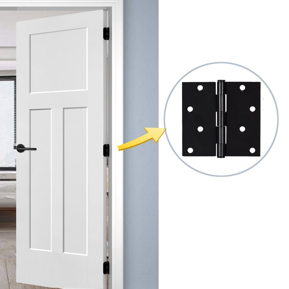 slide 4 of 6, RELIABILT Silent 4-in H Square Matte Black Mortise Interior Door Hinge, 1 ct