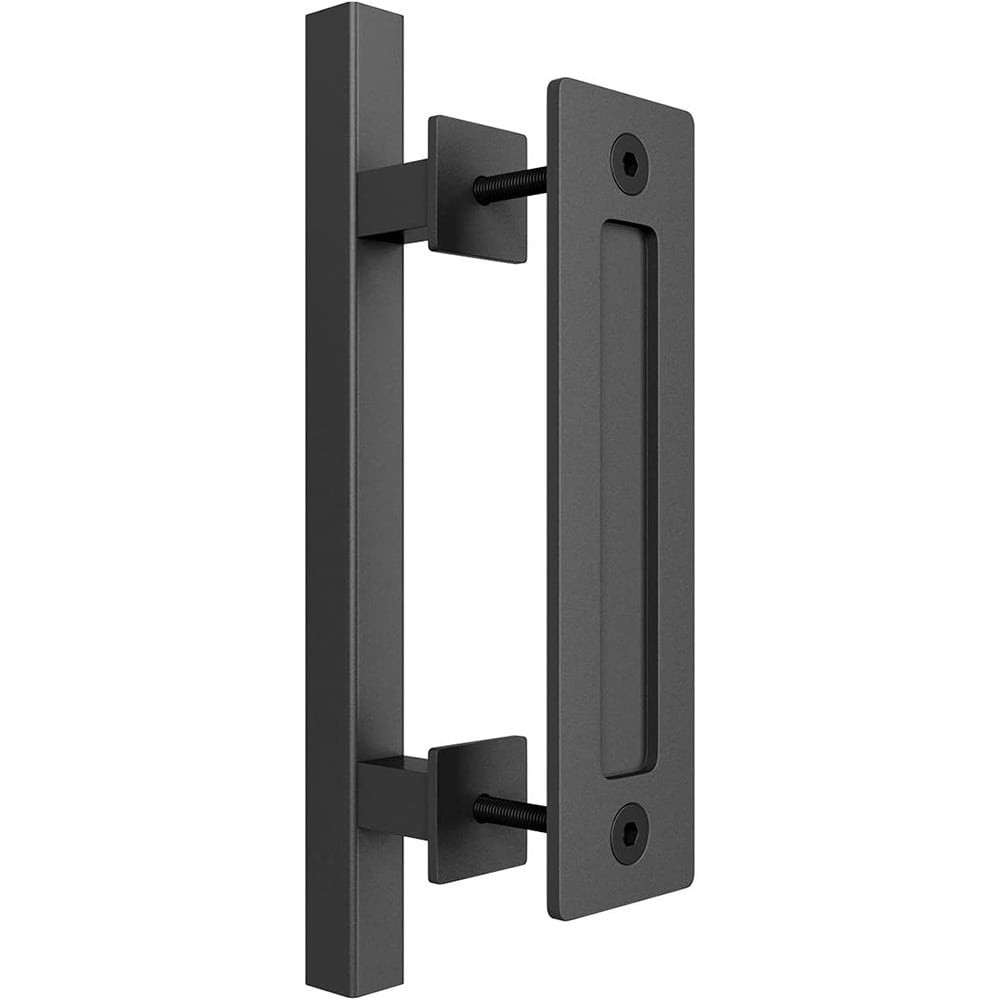 slide 1 of 6, RELIABILT Matte Black Indoor Single Double Barn door handle, 1 ct