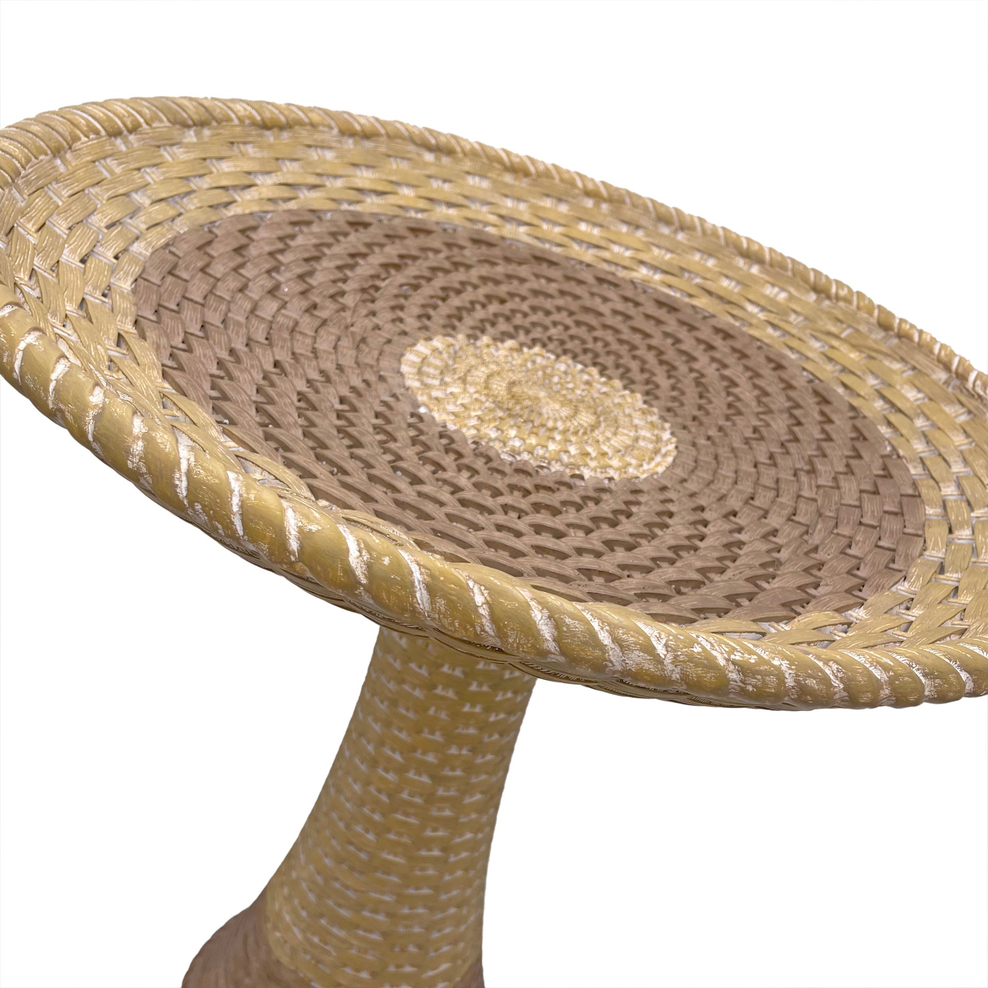 slide 2 of 5, Backyard Glory Wicker 20-in H Tan Polypropylene Complete birdbath, 1 ct