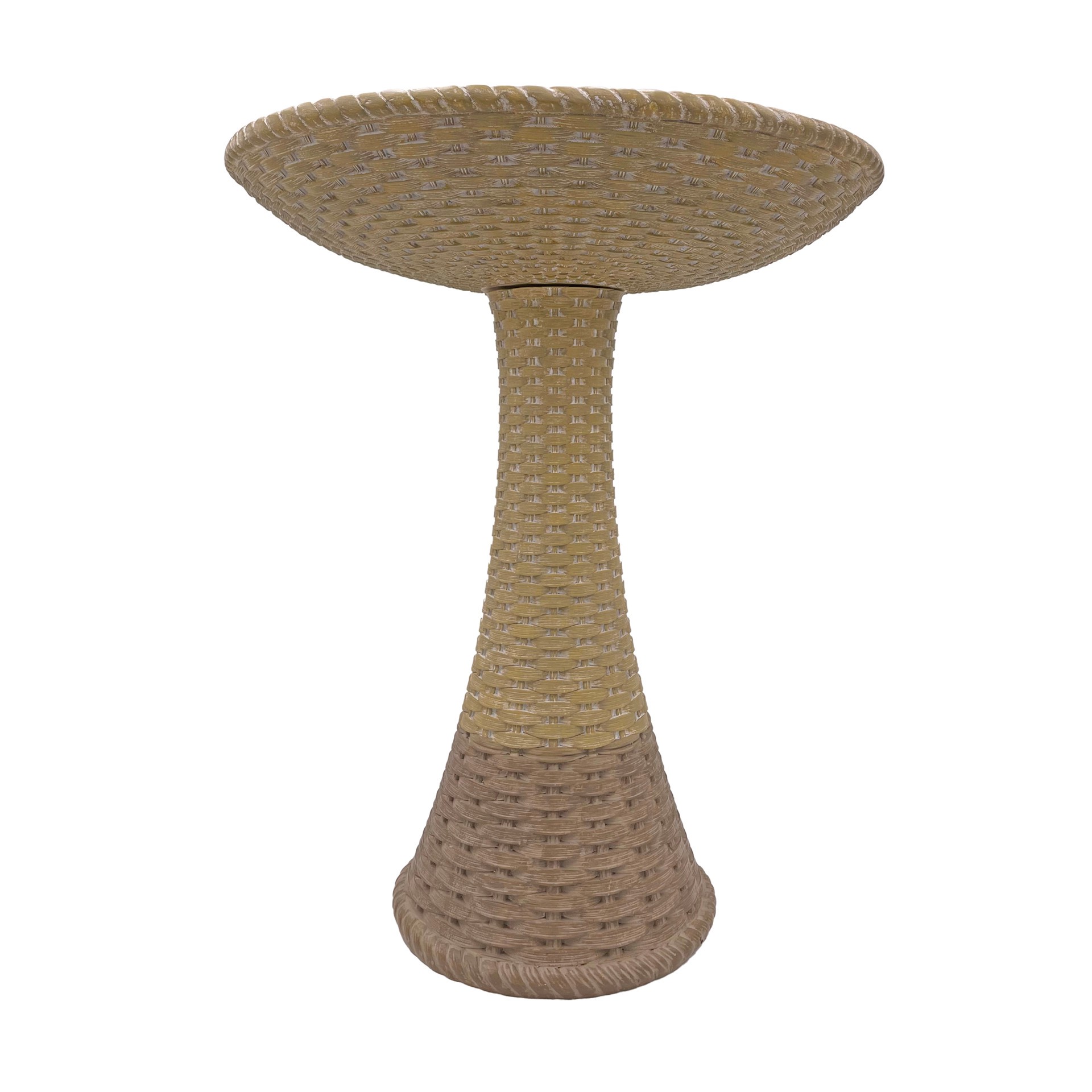 slide 1 of 5, Backyard Glory Wicker 20-in H Tan Polypropylene Complete birdbath, 1 ct