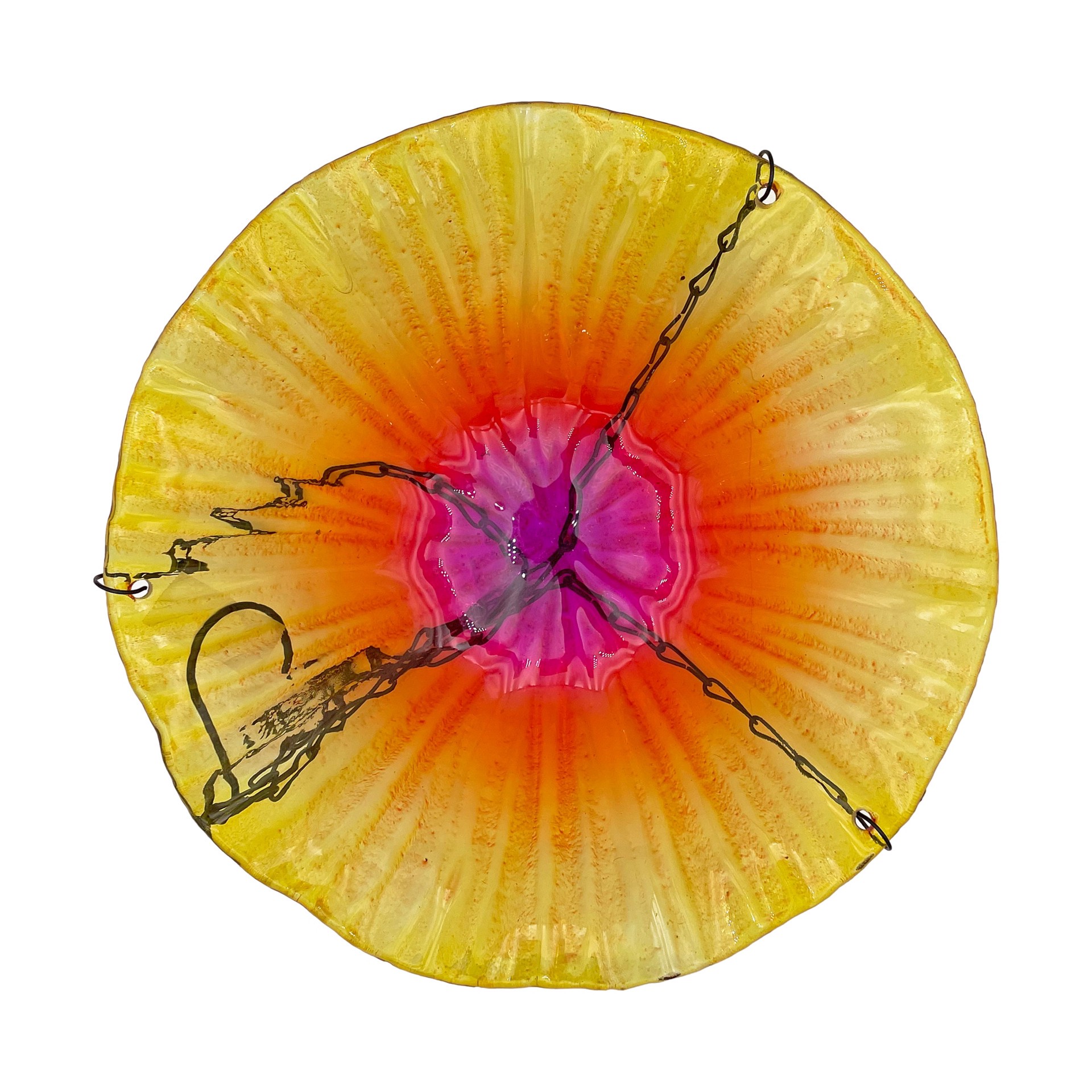 slide 4 of 6, Backyard Glory Hanging Glass 16.54-in H Yellow Glass Complete birdbath, 1 ct