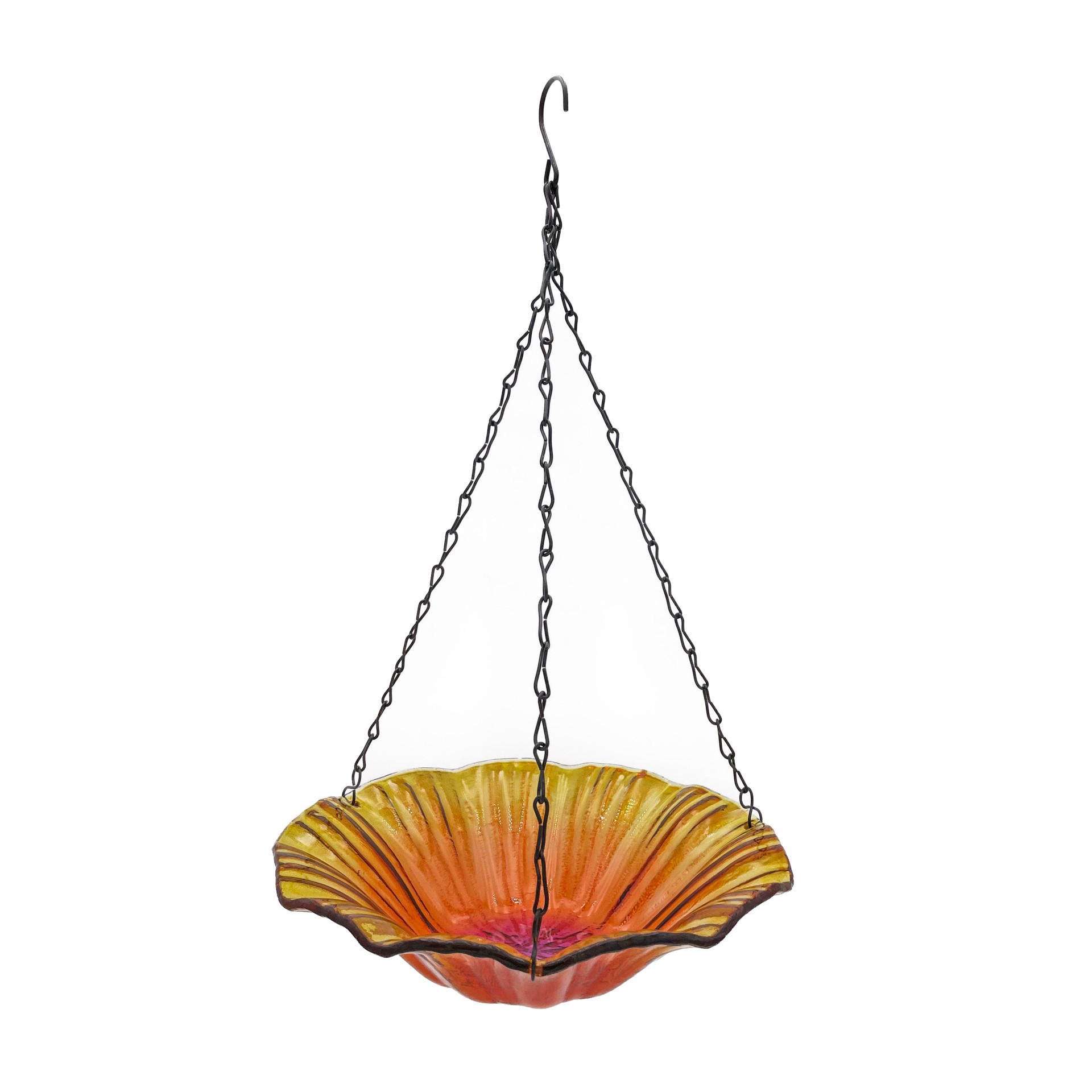 slide 1 of 6, Backyard Glory Hanging Glass 16.54-in H Yellow Glass Complete birdbath, 1 ct