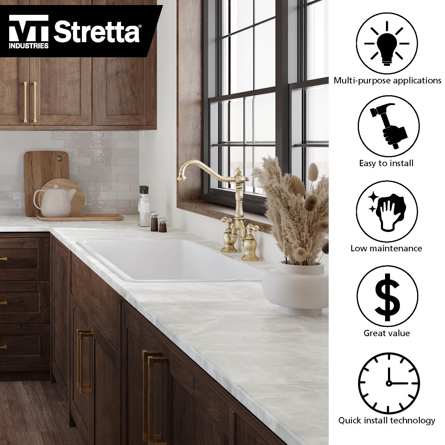 slide 2 of 6, Stretta 4-ft x 25.5-in x 1.125-in Manhattan Pearl Laminate Countertop, 1 ct