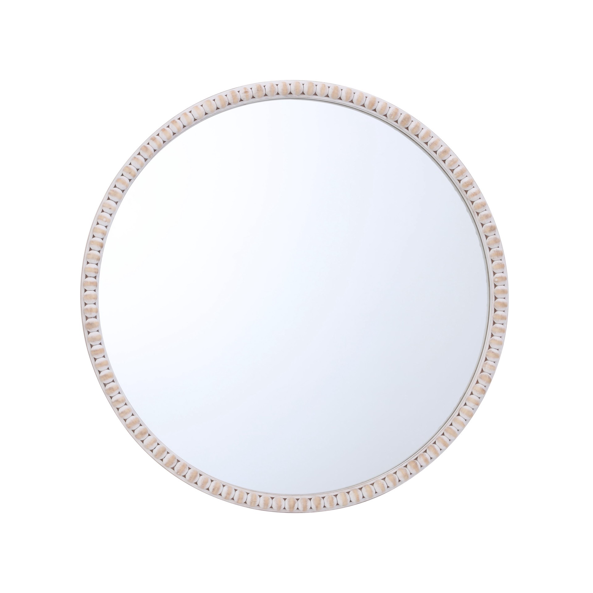 slide 3 of 6, allen + roth 27.5-in W x 30.0-in H Round White wash Framed Wall Mirror, 1 ct