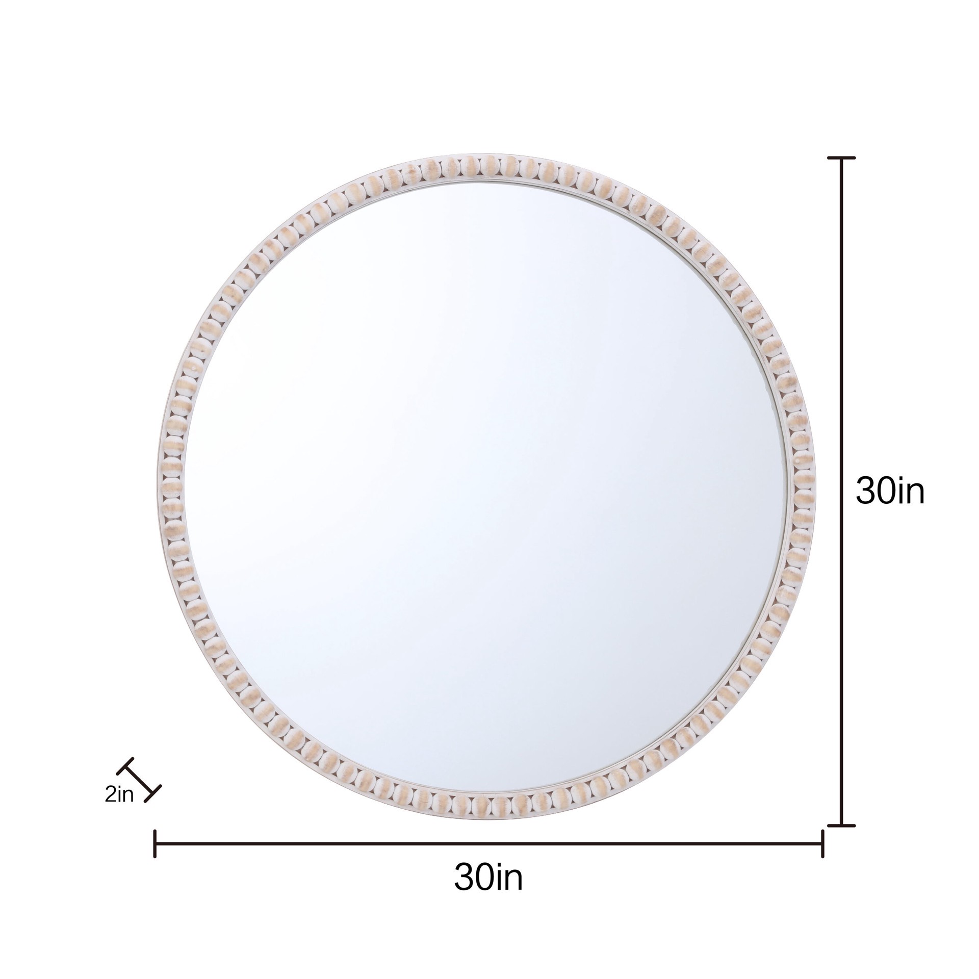 slide 5 of 6, allen + roth 27.5-in W x 30.0-in H Round White wash Framed Wall Mirror, 1 ct