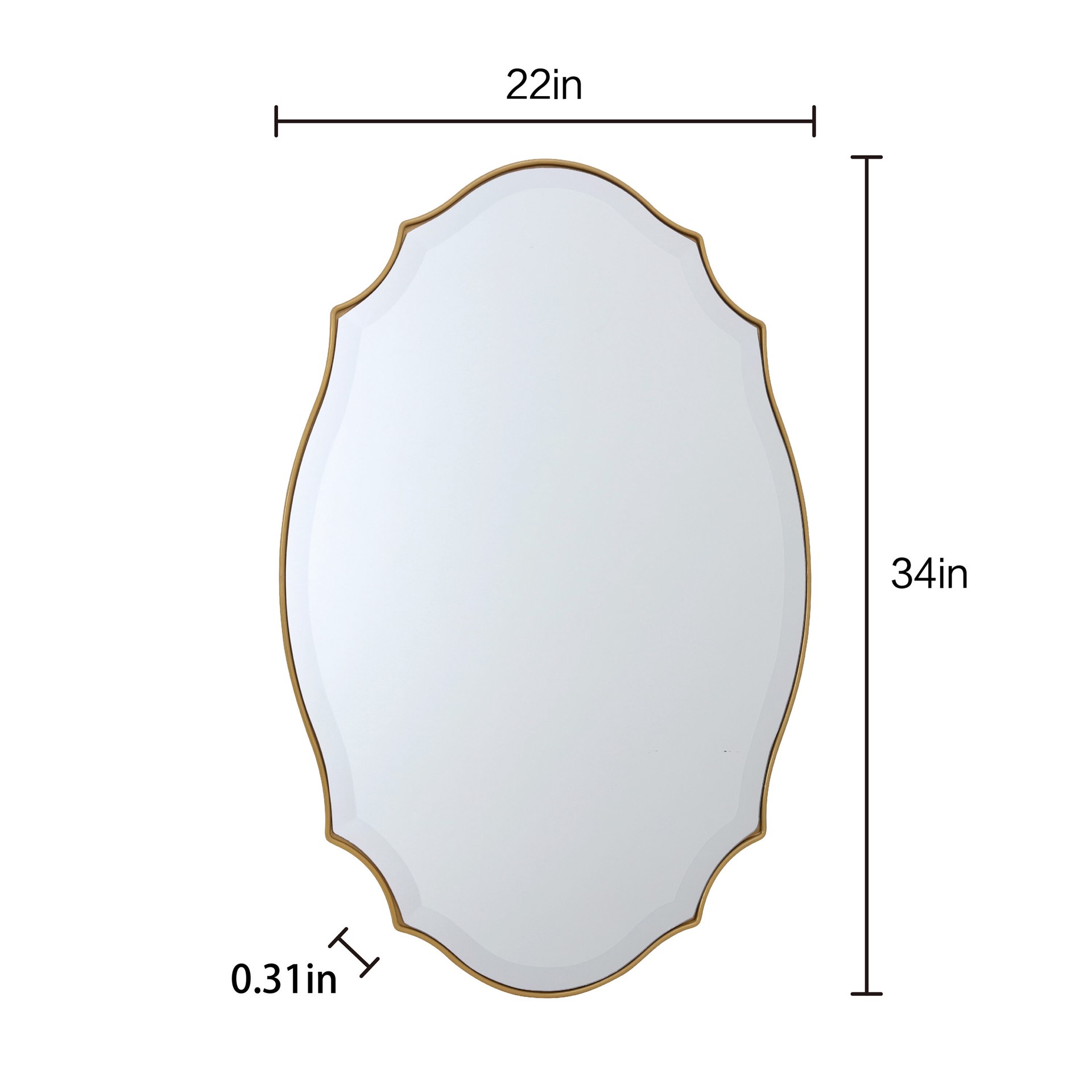 slide 5 of 6, allen + roth 22-in W x 34.0-in H Oval Gold Beveled Wall Mirror, 1 ct