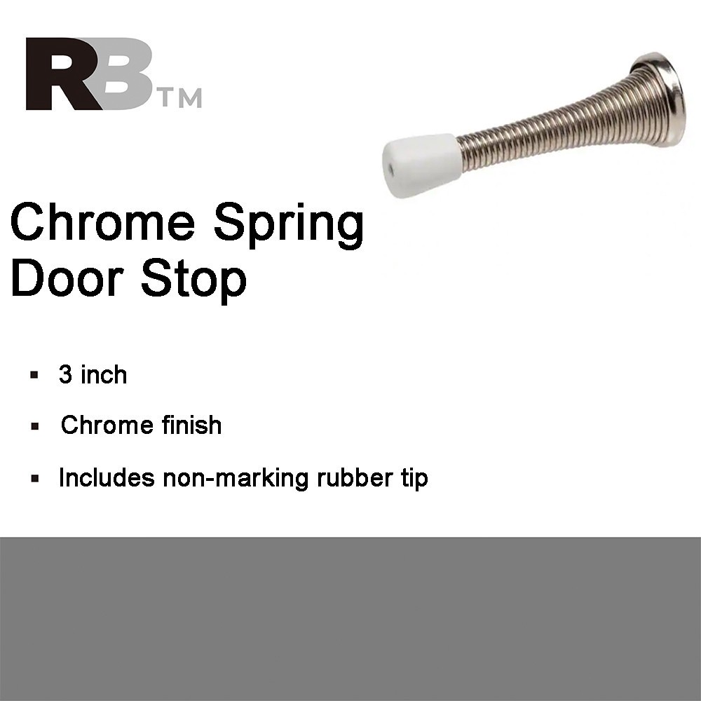 slide 2 of 6, RELIABILT 3-in Chrome Spring Door Stop, 1 ct