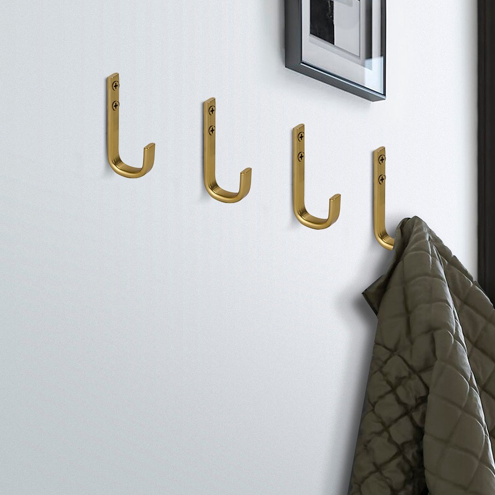 slide 2 of 6, RELIABILT 1 -Hook 0.45-in x 3.9-in H Soft Gold Decorative Wall Hook ( 35-lb Capacity), 1 ct