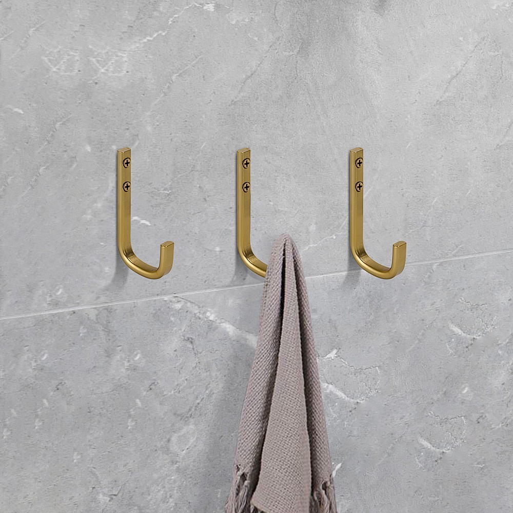 slide 3 of 6, RELIABILT 1 -Hook 0.45-in x 3.9-in H Soft Gold Decorative Wall Hook ( 35-lb Capacity), 1 ct