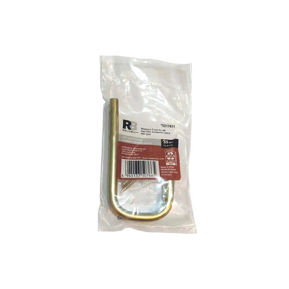 slide 5 of 6, RELIABILT 1 -Hook 0.45-in x 3.9-in H Soft Gold Decorative Wall Hook ( 35-lb Capacity), 1 ct