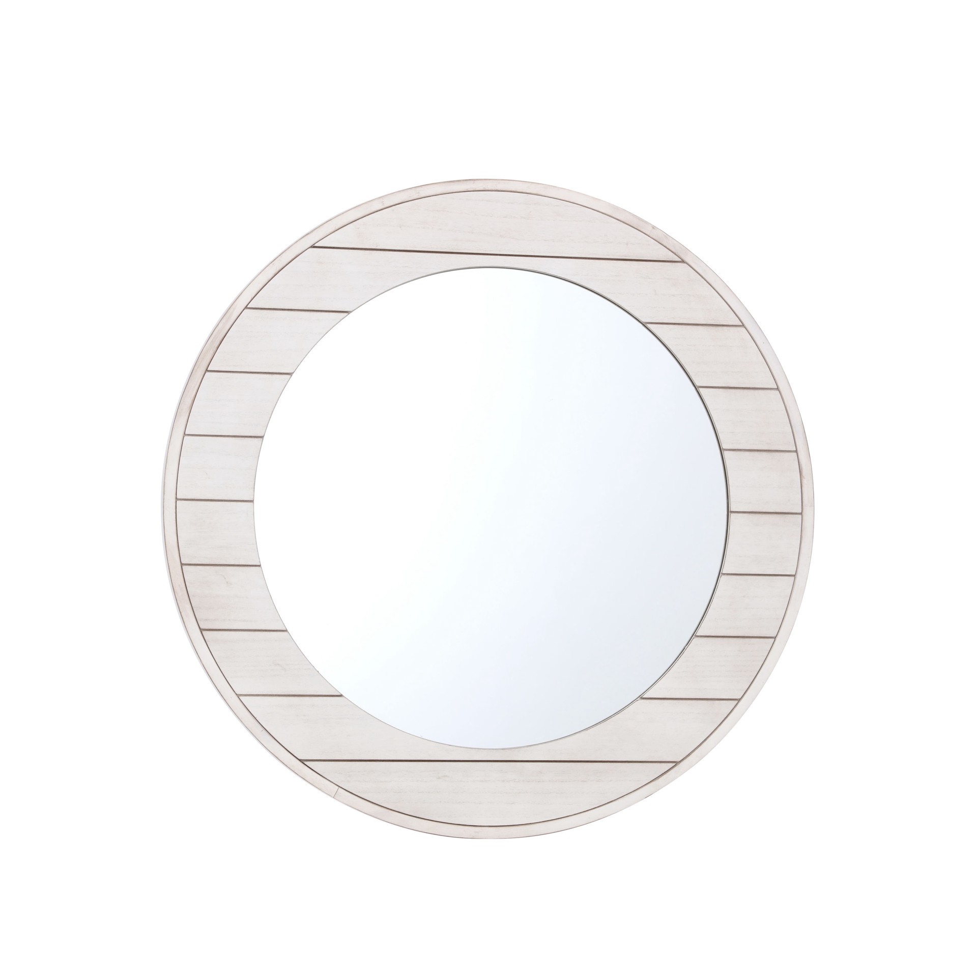slide 3 of 6, allen + roth 31-in W x 31.0-in H Round White Framed Wall Mirror, 1 ct