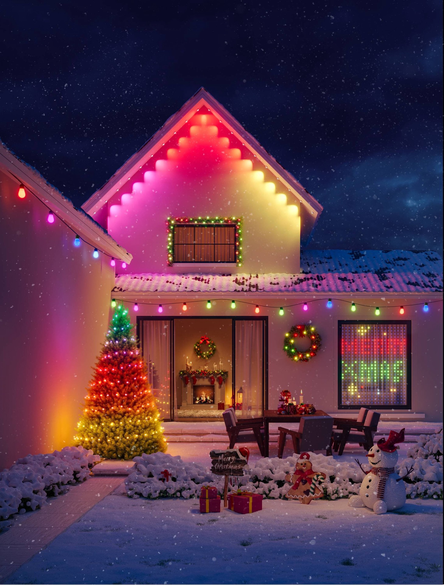 slide 3 of 6, Govee 48-ft Plug-in Multicolor Indoor/Outdoor String Light with 15 Color changing -Light LED Edison Bulbs Bluetooth Compatibility Wi-Fi Compatibility, 1 ct