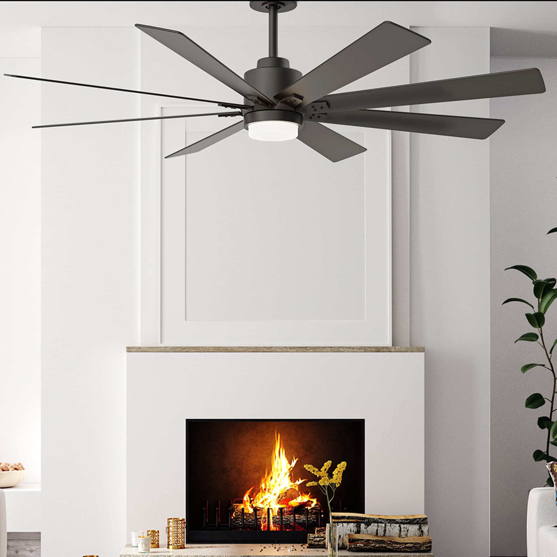 slide 5 of 6, Minka Ceiling Fan Co. Hyland 60-in Integrated LED Outdoor Oil Rubbed Bronze with Oil Rubbed Bronze Blades Ceiling Fan With Light - Remote Included ( 8 -Blade ), 1 ct