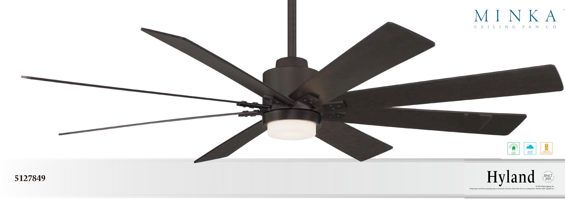 slide 6 of 6, Minka Ceiling Fan Co. Hyland 60-in Integrated LED Outdoor Oil Rubbed Bronze with Oil Rubbed Bronze Blades Ceiling Fan With Light - Remote Included ( 8 -Blade ), 1 ct