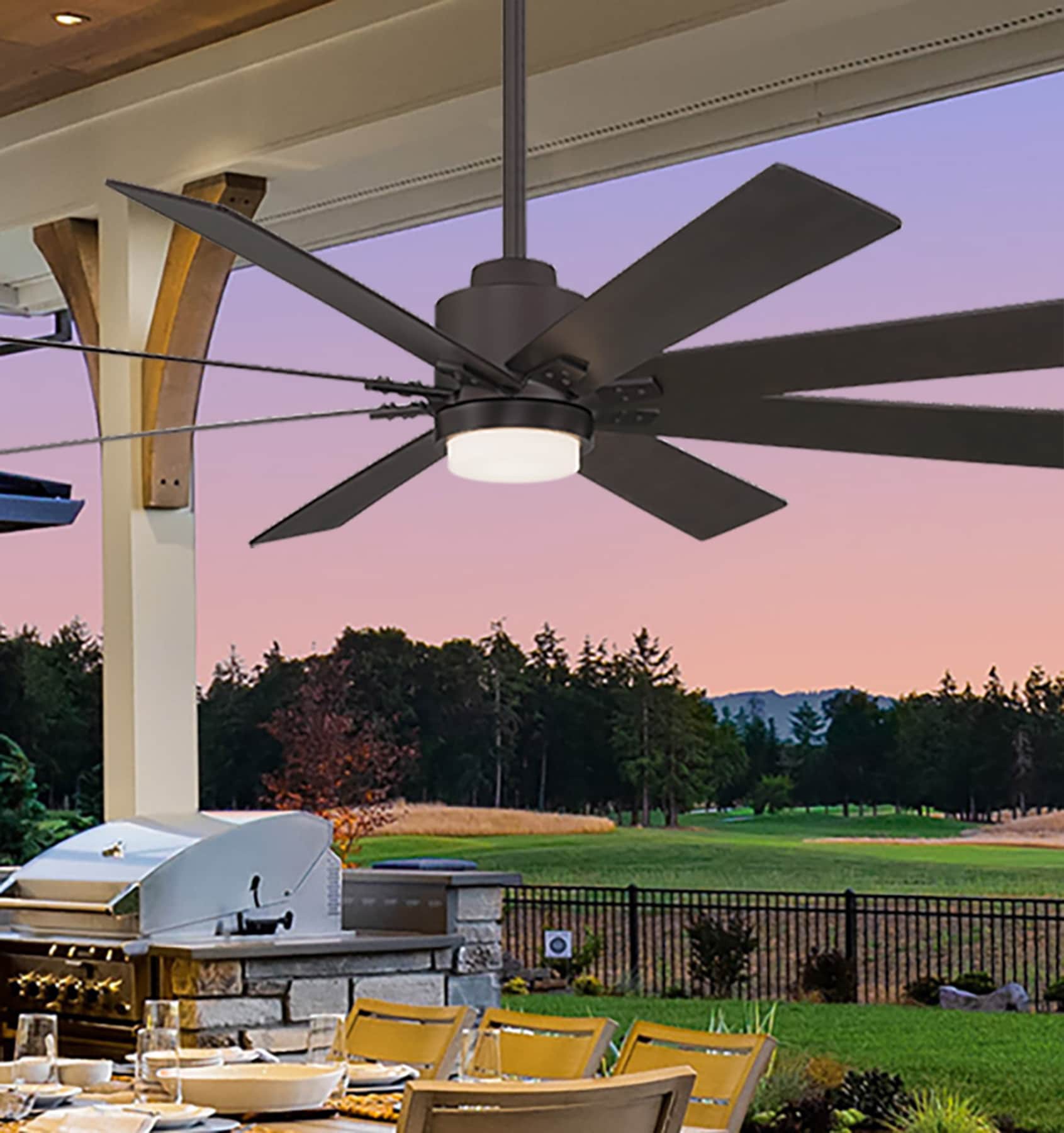 slide 1 of 6, Minka Ceiling Fan Co. Hyland 60-in Integrated LED Outdoor Oil Rubbed Bronze with Oil Rubbed Bronze Blades Ceiling Fan With Light - Remote Included ( 8 -Blade ), 1 ct