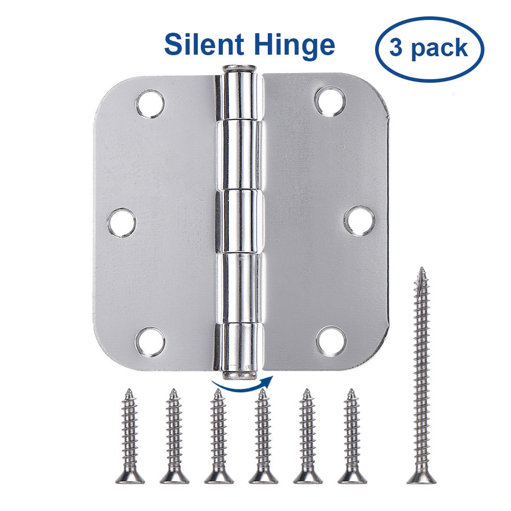 slide 1 of 6, RELIABILT Silent 3-1/2-in H x 5/8-in Radius Chrome Mortise Interior Door Hinge 3 -Pack, 1 ct