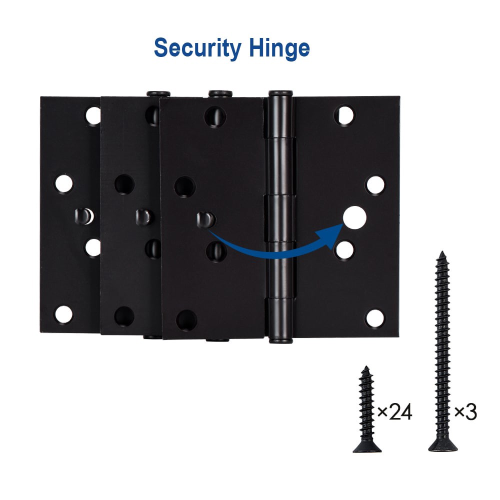 slide 2 of 6, RELIABILT Silent 4-in H Square Matte Black Security Interior Door Hinge 3 -Pack, 1 ct