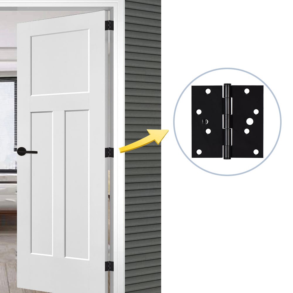 slide 4 of 6, RELIABILT Silent 4-in H Square Matte Black Security Interior Door Hinge 3 -Pack, 1 ct