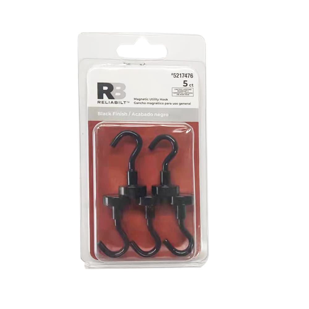 slide 4 of 5, RELIABILT Rare Earth Neodymium 5 -Pack Black Magnetic Storage/Utility hook ( 1.5-lb Capacity), 1 ct
