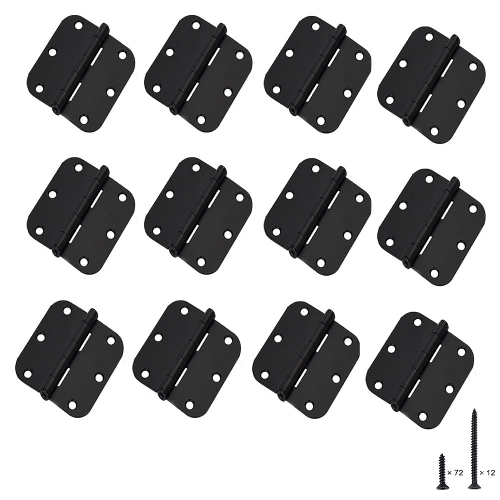slide 2 of 6, RELIABILT 3-1/2-in H x 5/8-in Radius Matte black Mortise Interior Door Hinge 12 -Pack, 1 ct