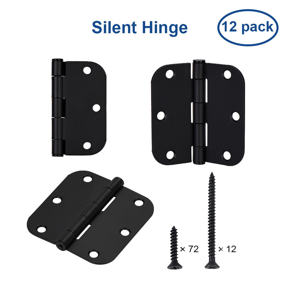 slide 3 of 6, RELIABILT 3-1/2-in H x 5/8-in Radius Matte black Mortise Interior Door Hinge 12 -Pack, 1 ct